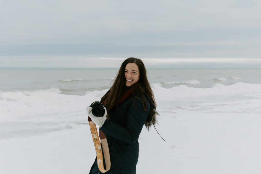 Photographer headshot on a snowy beach